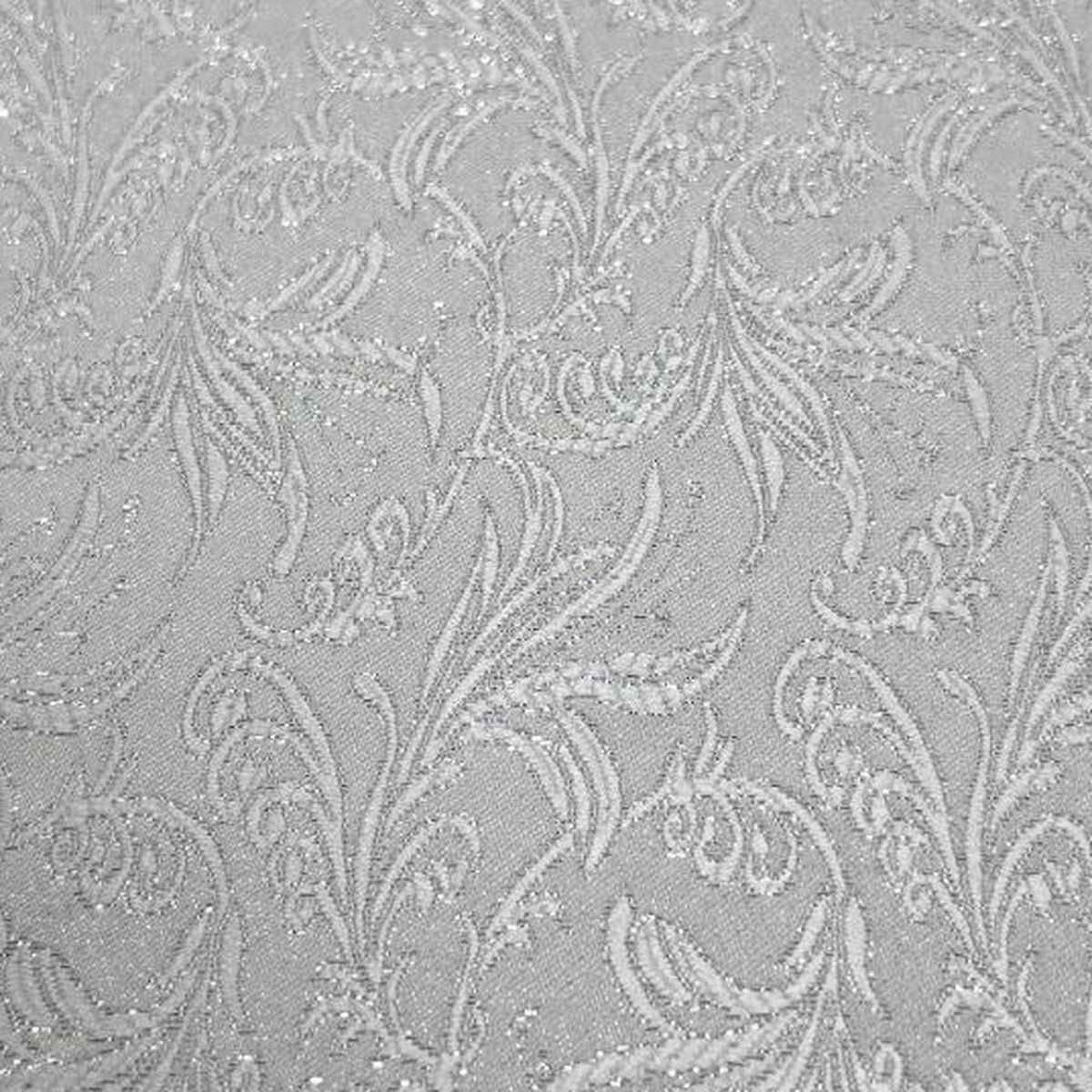 Sølv satin jacquard stof med blomstermønster — nærbillede
