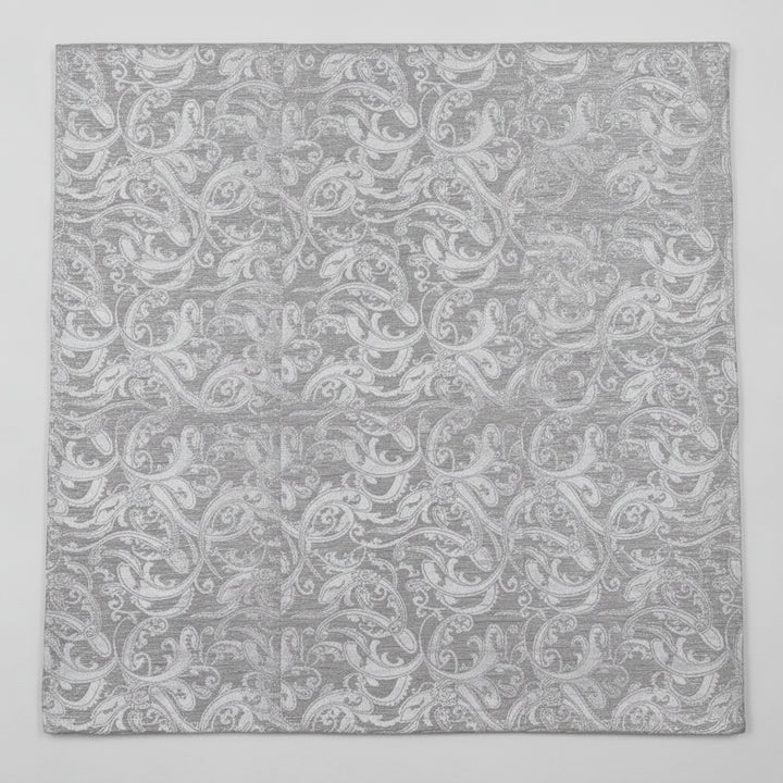 SØLV SATIN JACQUARD STOF MED BLOMSTERRANKER (billede 1 af 3)