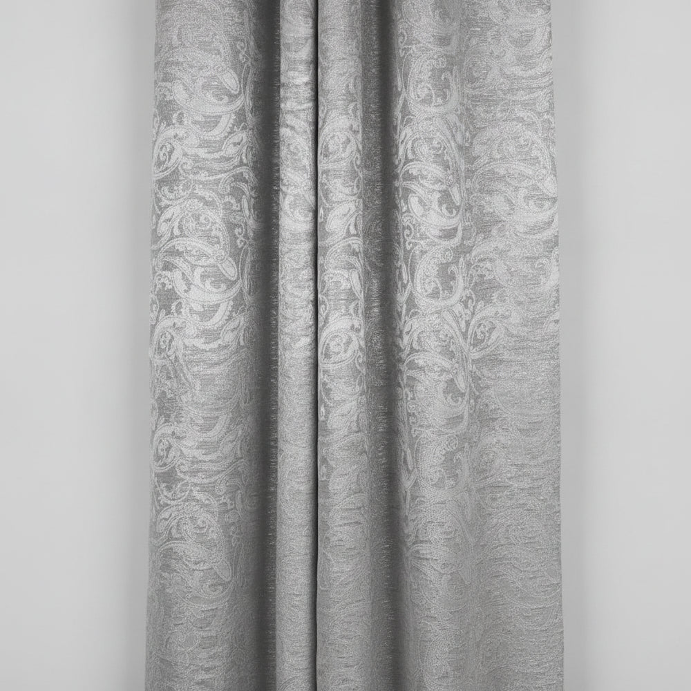 SØLV SATIN JACQUARD STOF MED BLOMSTERRANKER (billede 2 af 3)