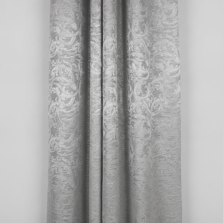 SØLV SATIN JACQUARD STOF MED BLOMSTERRANKER (billede 2 af 3)