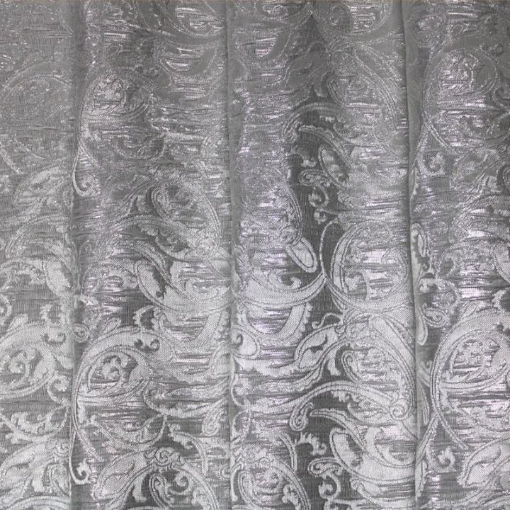 SØLV SATIN JACQUARD STOF MED BLOMSTERRANKER (billede 3 af 3)
