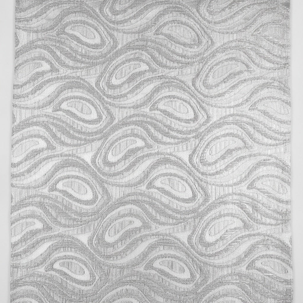 SØLV SATIN JACQUARD STOF MED DRÅBEMOTIV (billede 1 af 3)