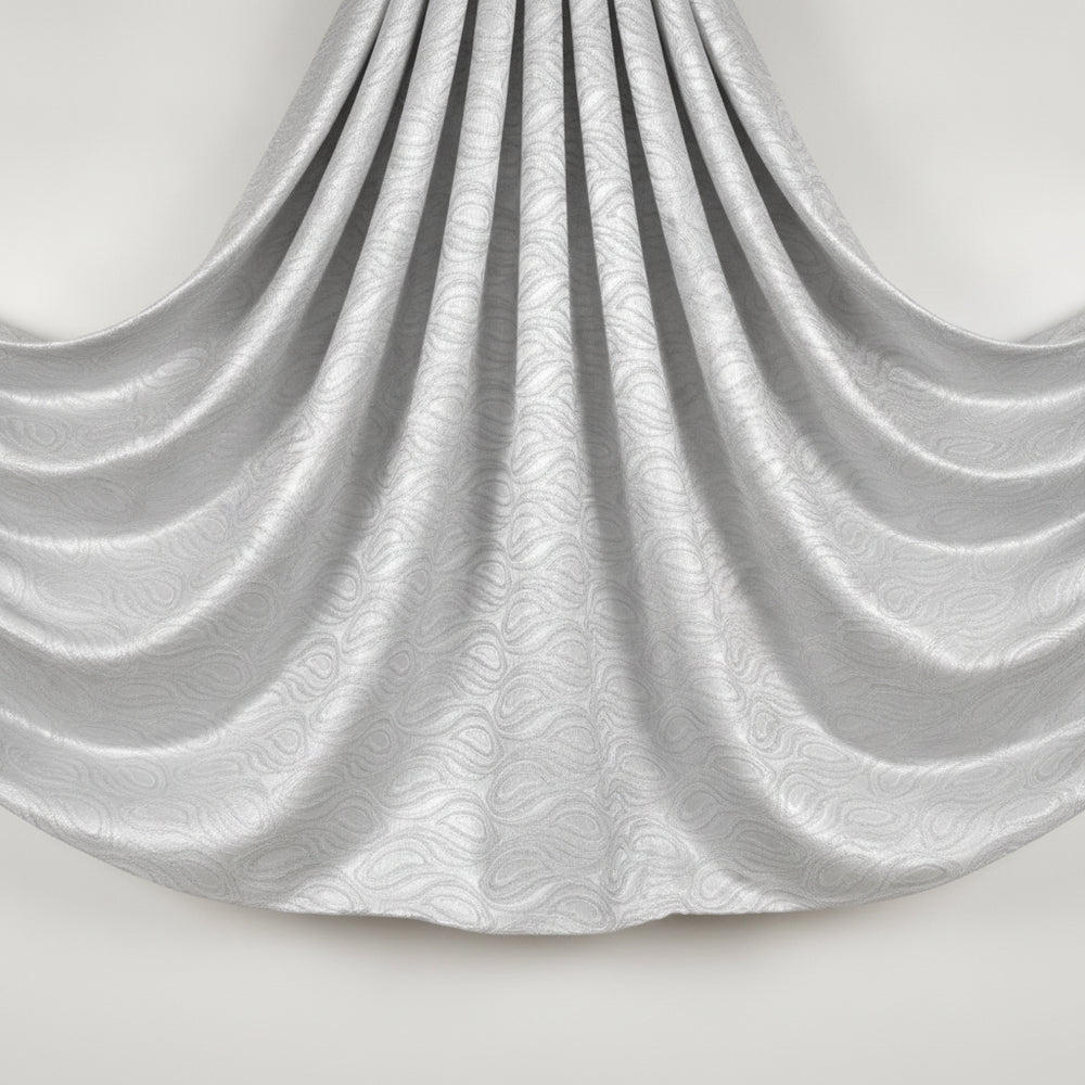 SØLV SATIN JACQUARD STOF MED DRÅBEMOTIV (billede 2 af 3)