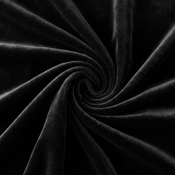 SORT MICRO VELOUR STOF – stoffet samlet i en blød swirl (billede 1 af 3)