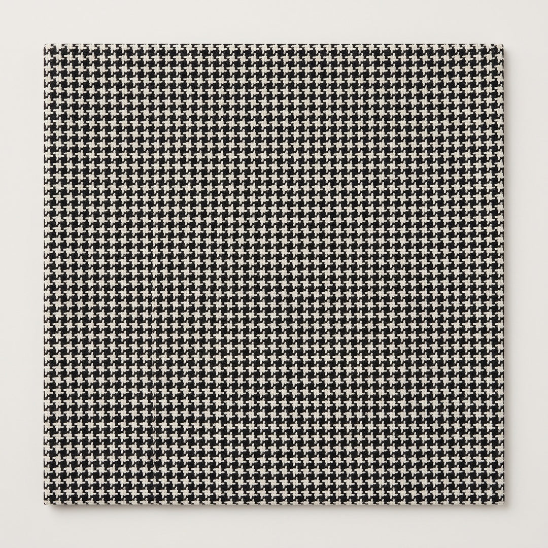 Sort og hvid houndstooth-uld/polyester med tern (billede 1 af 3)