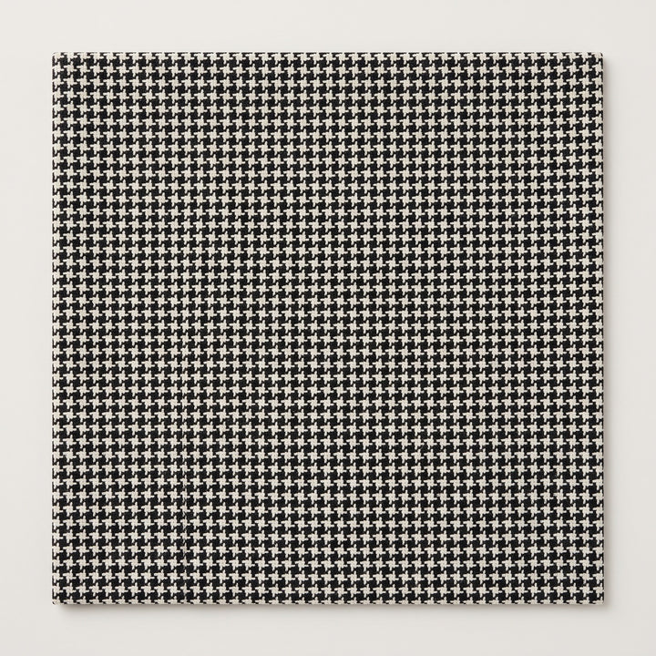 Sort og hvid houndstooth-uld/polyester med tern (billede 1 af 3)