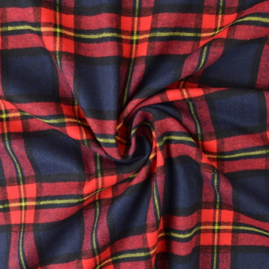RØD OG NAVYBLÅ SKOTSKTERNET FLANNEL