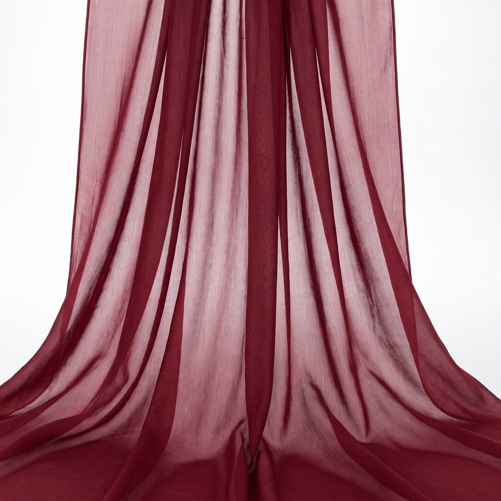Vinrødt silke chiffon stof – let, gennemsigtigt stof med smukt fald