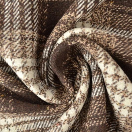 BRUN ULD/POLYESTER STOF MED TERN OG TWEEDSTRUKTUR