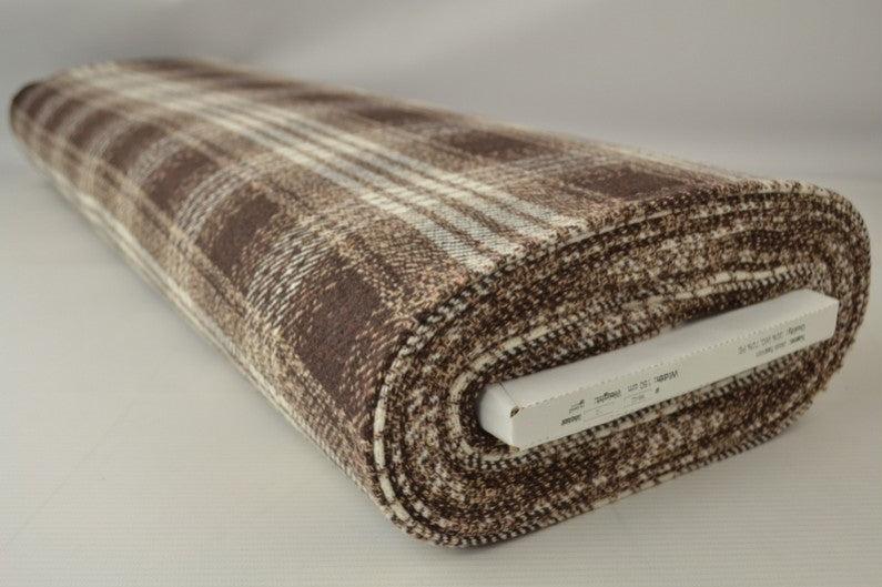 BRUN ULD/POLYESTER STOF MED TERN OG TWEEDSTRUKTUR
