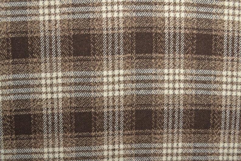 BRUN ULD/POLYESTER STOF MED TERN OG TWEEDSTRUKTUR