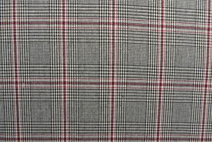 SORT, HVID OG RØD TWEED MED HOUNDSTOOTH TERN