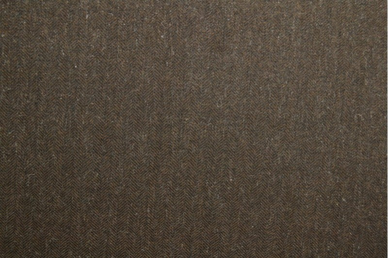 BRUN ULD/POLYESTER STOF MED TWEEDSTRUKTUR MED SILDEBENSMØNSTER