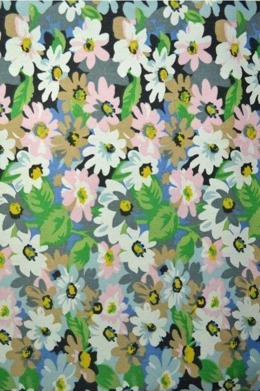 Multifarvet bomuldscanvas med blomster | Køb canvas g-m.dk – Garn & Metervarer